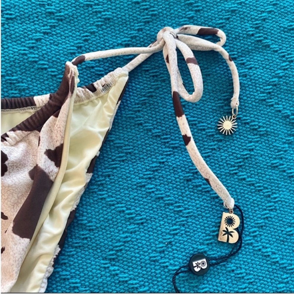 NWT Blackbough Swim Penny Chocolate Milk Brown Cow Print Tie Bikini Bottom - Picture 4 of 4